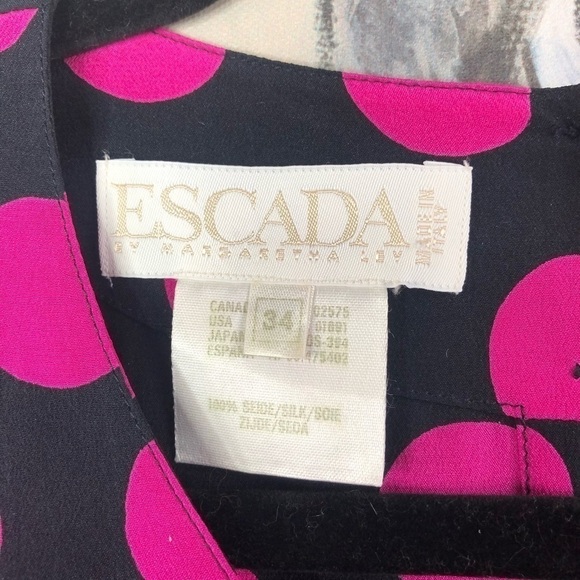 VINTAGE Escada Margaretha Ley Polka Dot Silk Top - Picture 4 of 6
